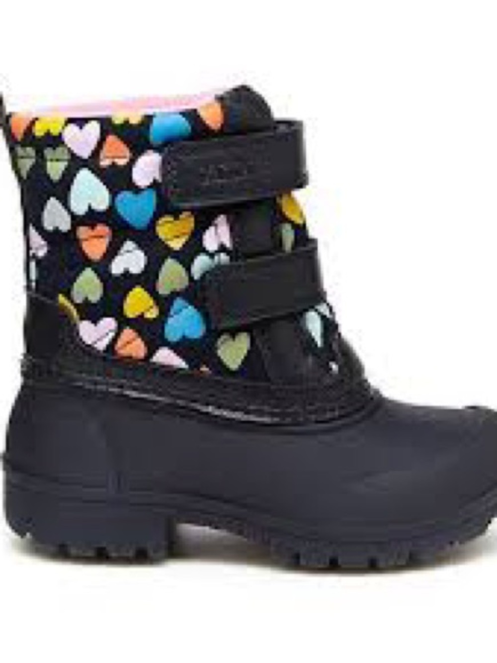 Carters Kids Waterproof Heart-Pattern Winter Boots in Black and Multicolor
